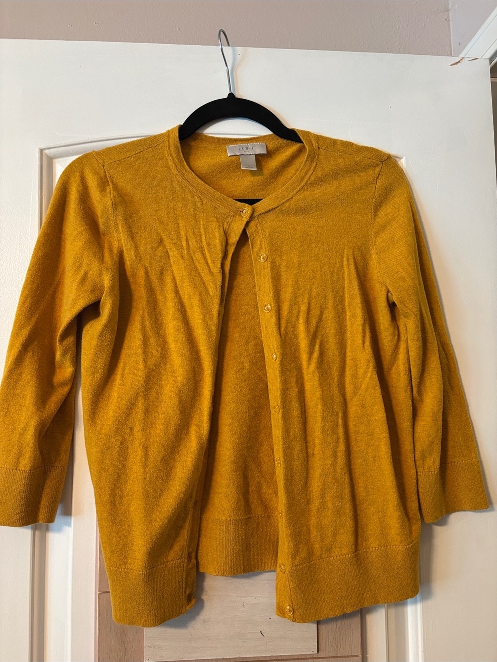 LOFT Mustard Cardigan Sweater in Golden Yellow